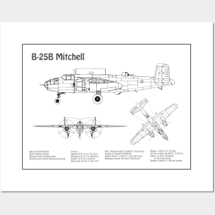 B-25B Mitchell Doolittle - Airplane Blueprint - BD Posters and Art